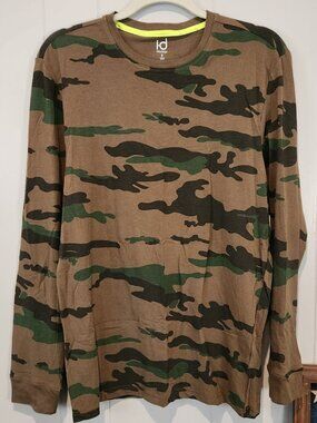 Ideology Women's Brown Camo Print Crewneck Athletic Tee S